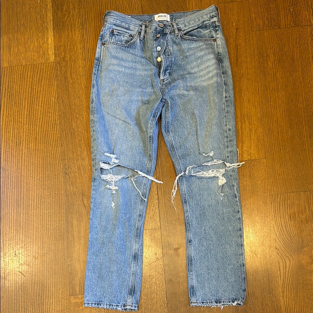 Distressed Blue Jeans